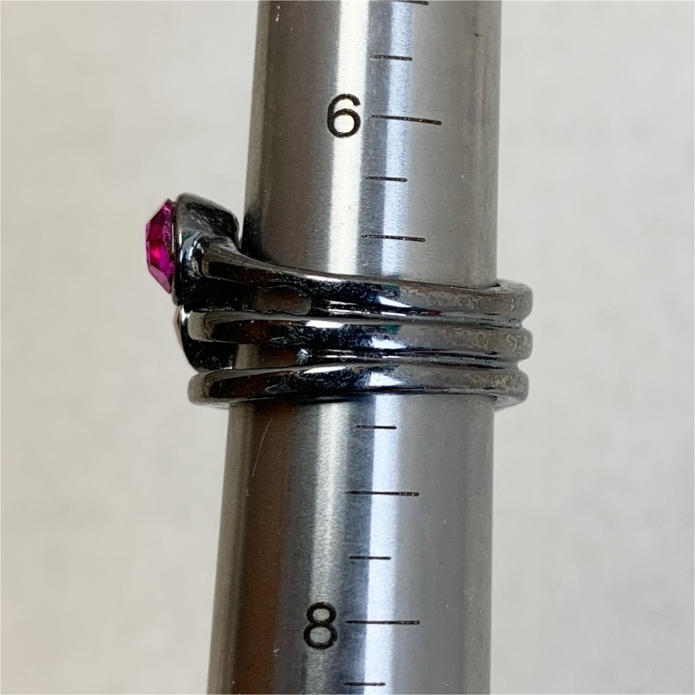 Gunmetal multi colored Fun Rhinestone Ring 7 - Picture 5 of 5